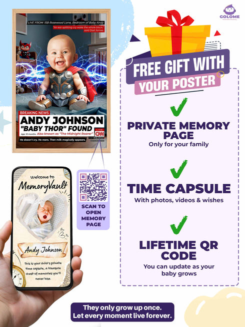 Custom Baby News Superhero Poster – Personalized Wall Art
